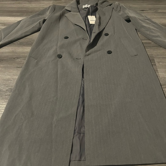 Jackets & Blazers - Gray Double-Breasted Coat